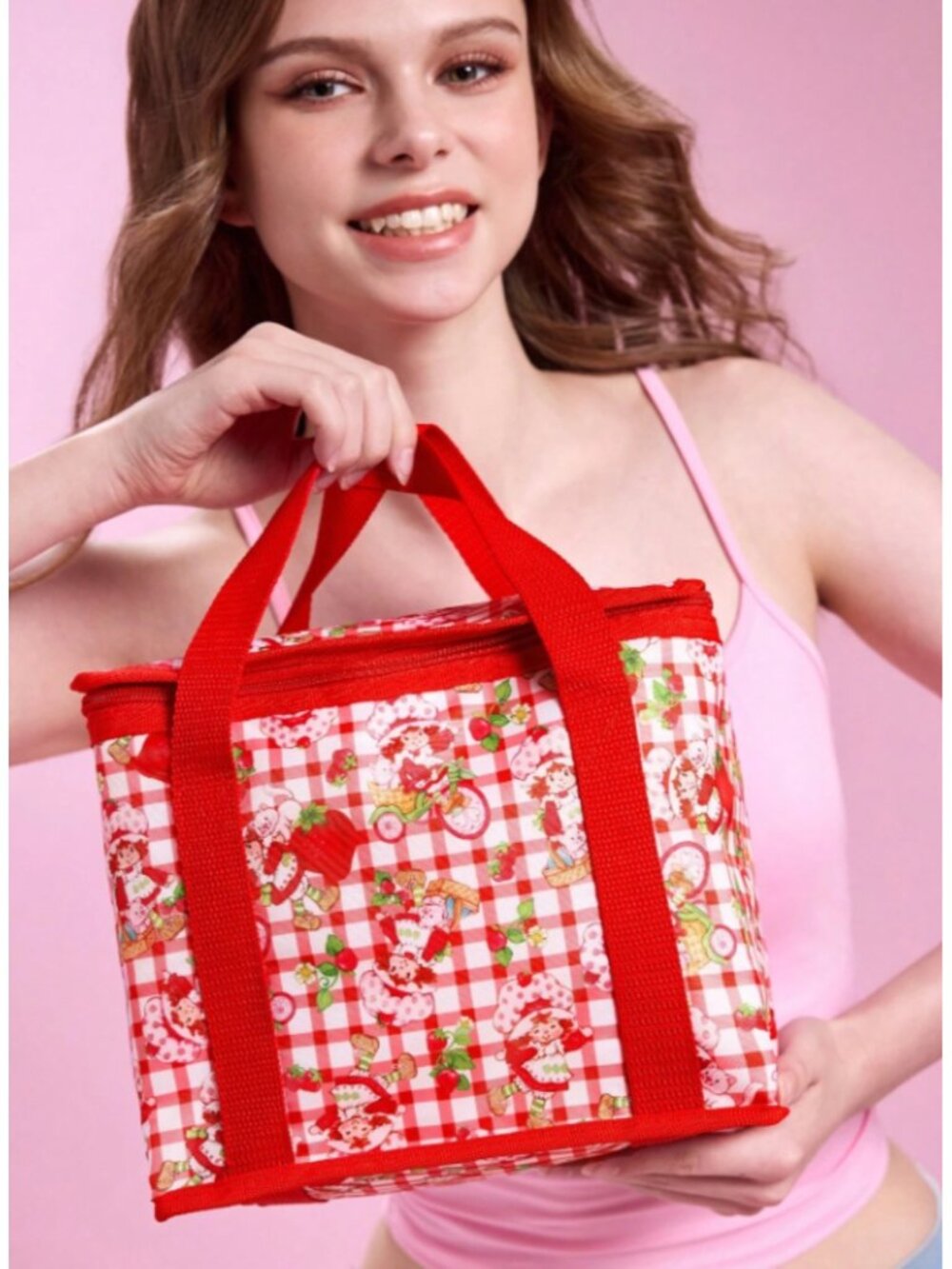 Strawberry Shortcake Retro Insulated Lunch Bag Large Capacity Cooler Tote